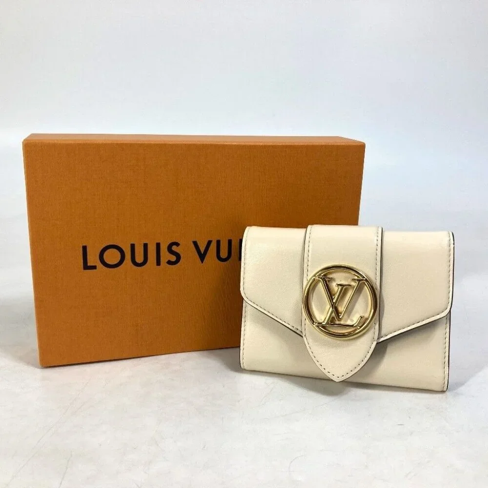 LOUIS VUITTON Portefeuille-LV Pont Neuf Trifold wallet Leather White